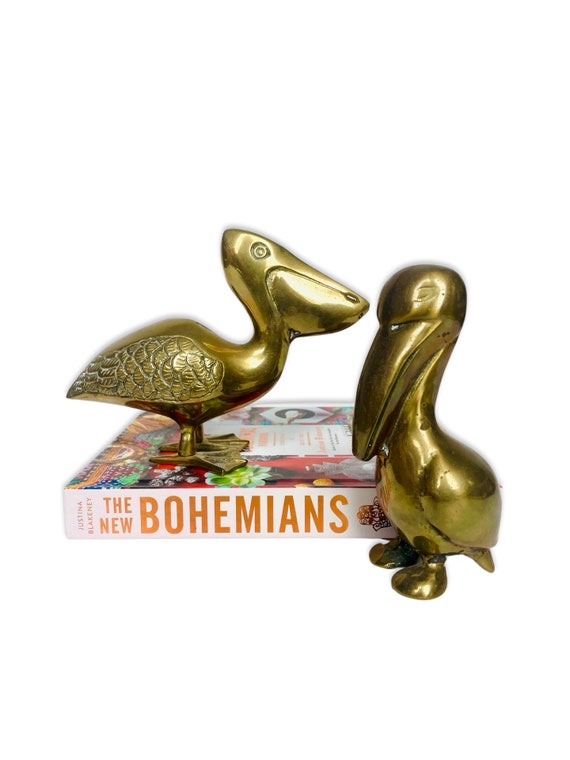 Pair of Vintage Mid-Century Brass Pelicans