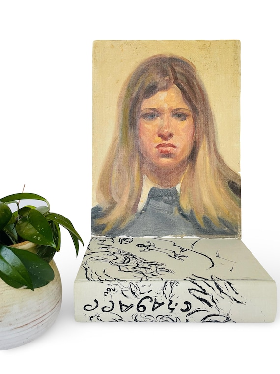Original Olin Travis Portrait Painting - "Miss McCauley", 1969 | Signed Texas Artist Oil Portrait | Vintage Mid-Century Art