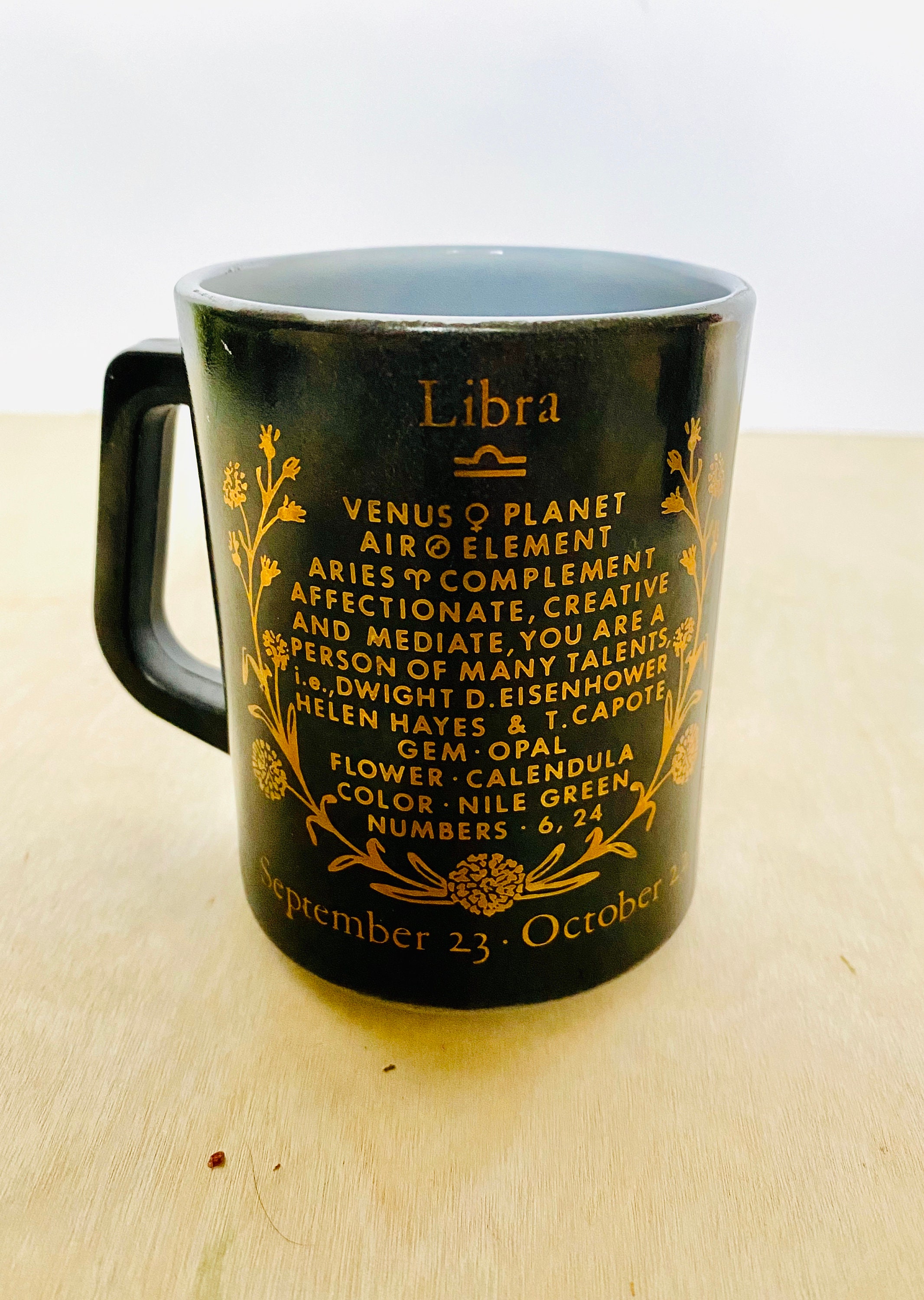 Vintage Federal Glass Astrology Zodiac Coffee Mugs Cancer, Leo, Libra