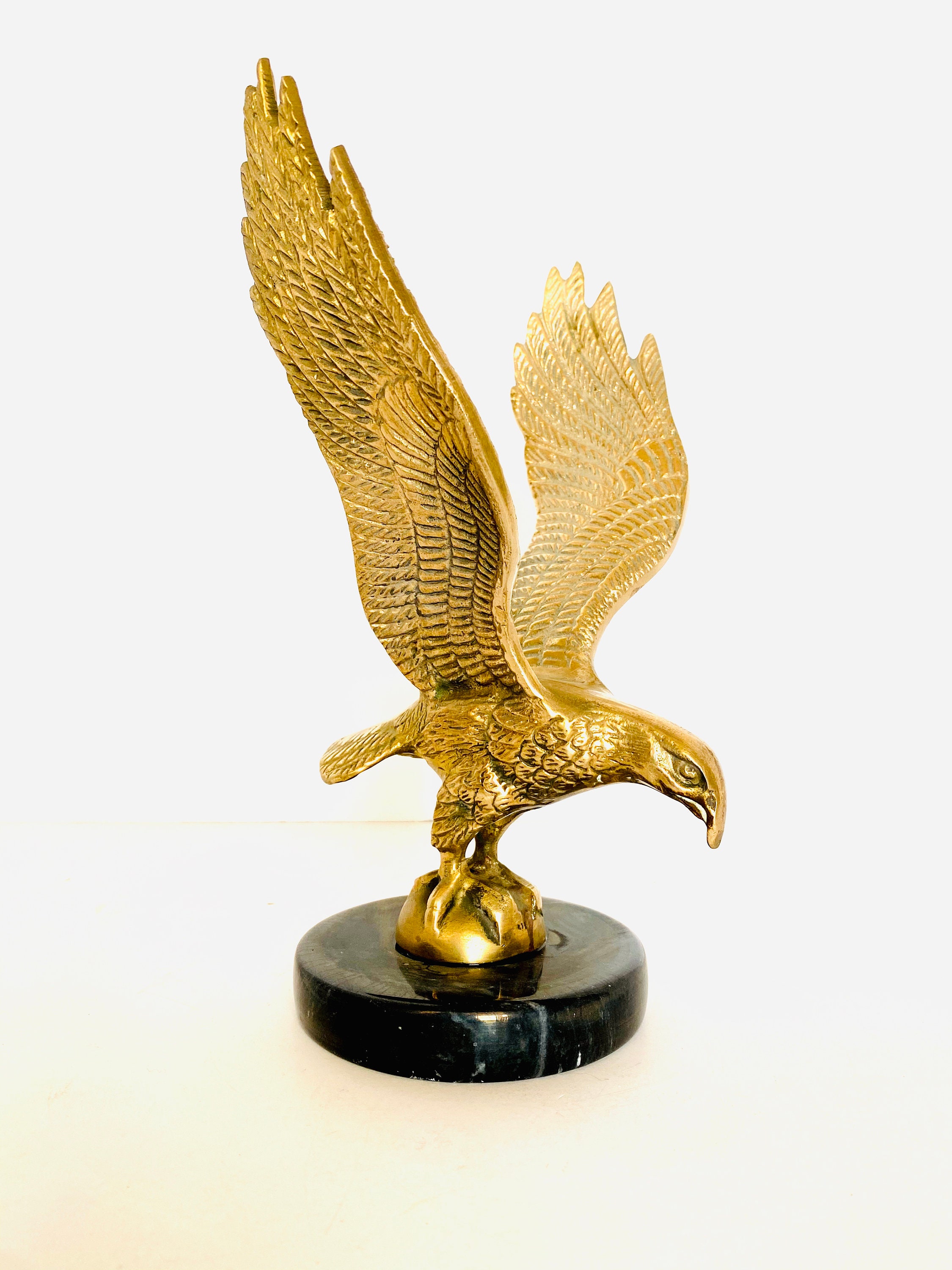 Vintage MidCentury Brass Eagle on Marble Base