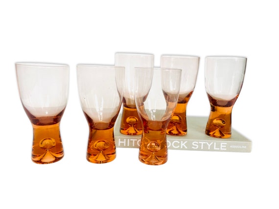 Set of 6 Vintage Handblown Wine Glasses in the style of Iittala Tapio