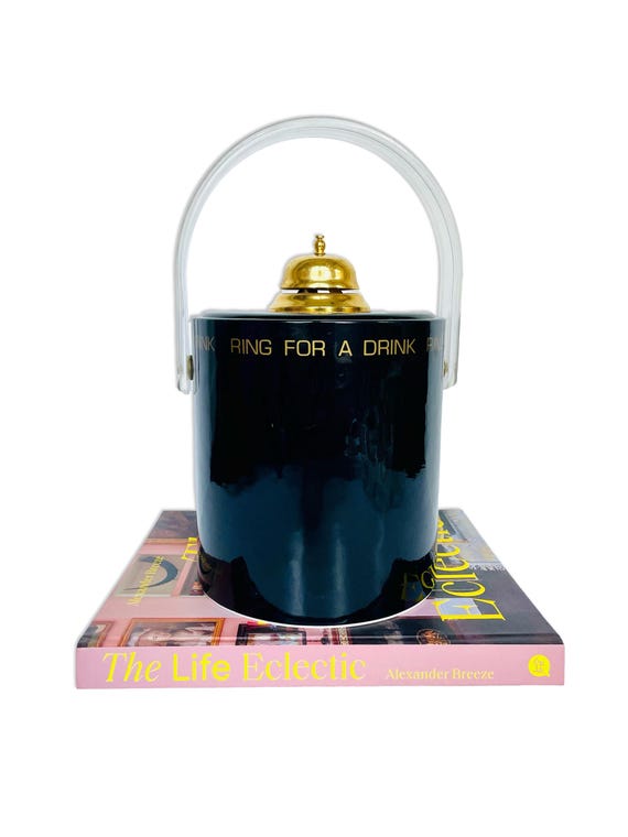 Vintage MidCentury Modern Cera “Ring for a Drink” Ice Bucket