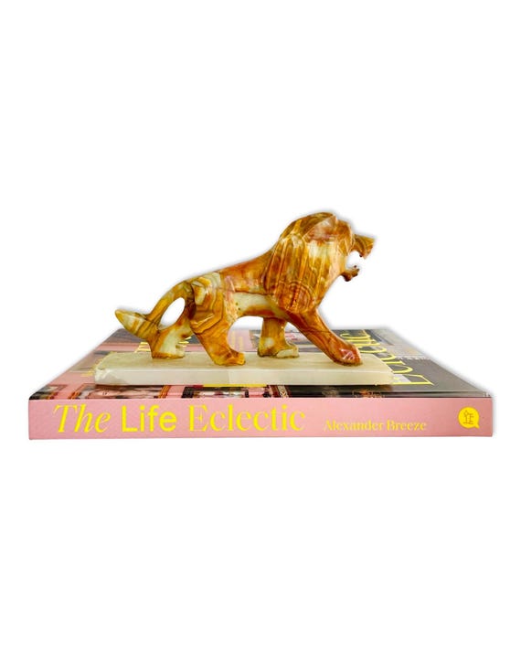 Vintage Hand-Carved Onyx Lion