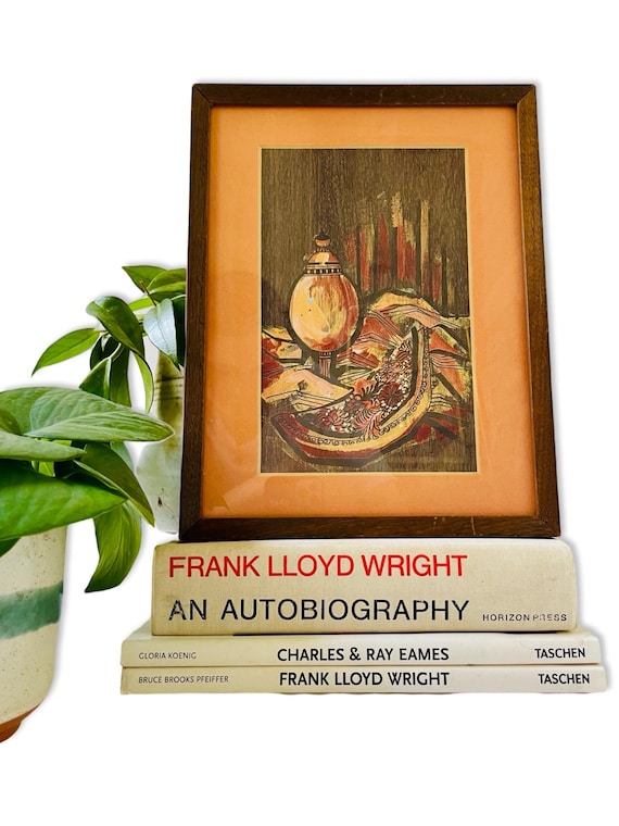 Vintage Mid Century Modern Still Life Print | Pink Matted MCM Art