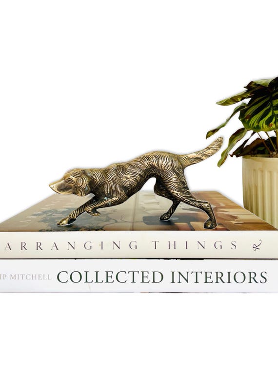 Vintage Solid Brass English Pointer Dog Figurine | Hunting Dog Statue | Sporting Dog Decor