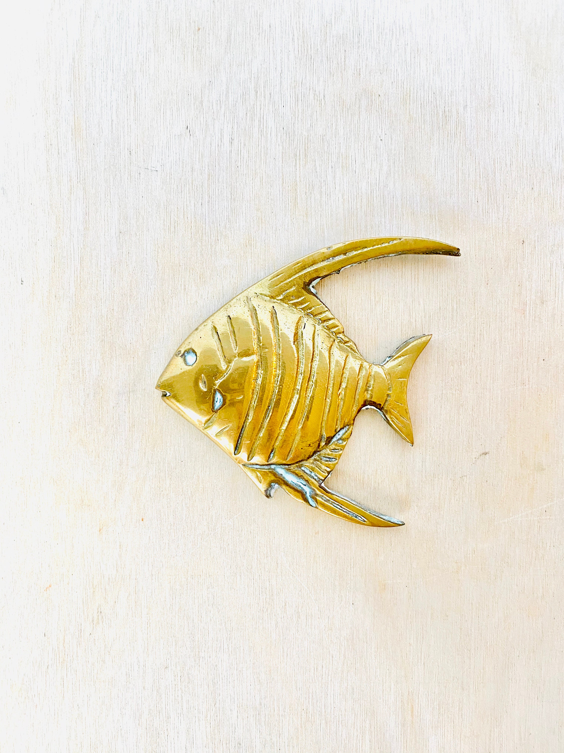 3 Piece Set of Vintage Mid-Century Brass Fish Wall Decor