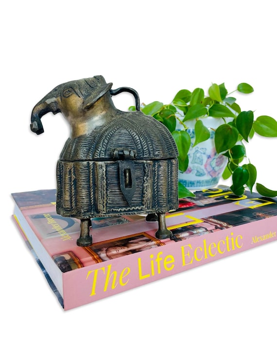 Vintage Dhokra Hand Cast Brass Elephant Box