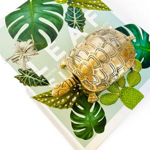 Vintage Solid Brass Turtle Hinged Trinket Box