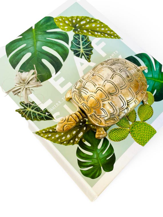 Vintage Solid Brass Turtle Hinged Trinket Box