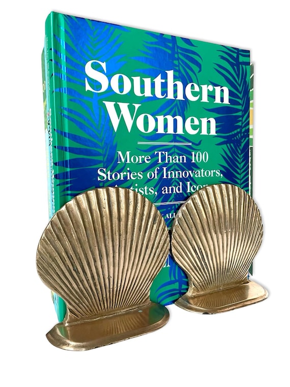 Pair of Vintage Solid Brass Shell Bookends