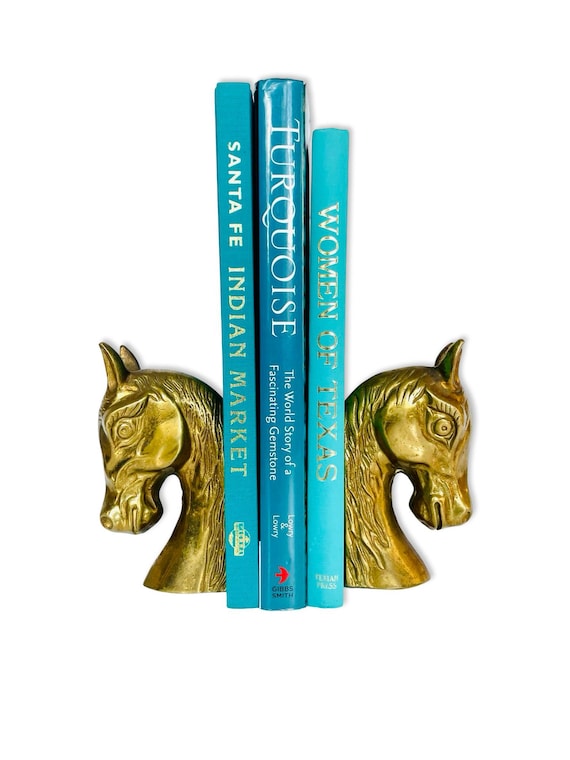 Pair of Vintage Brass Horse Head Bookends