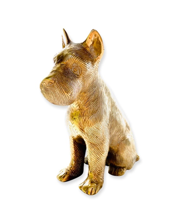 Vintage Solid Brass Terrier Dog