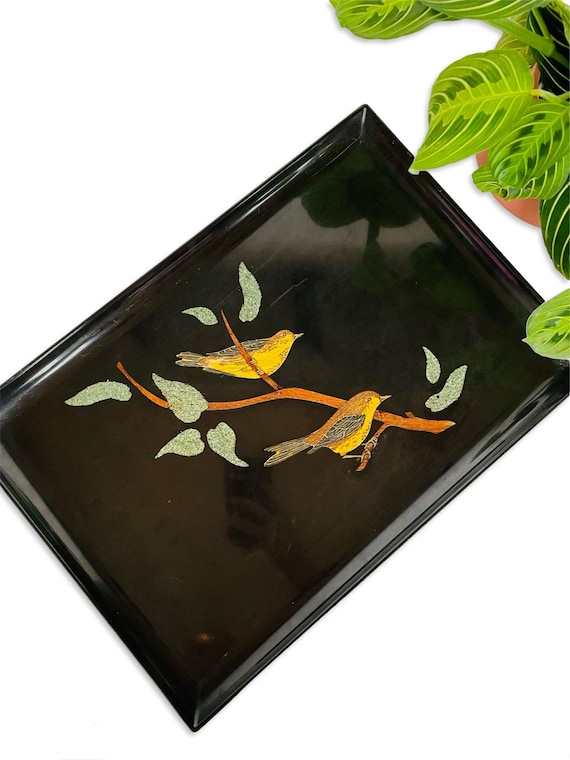 Vintage Mid-Century Couroc of Monterey Bird Serving Tray