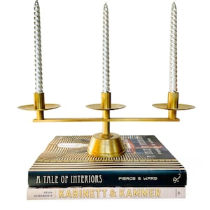 Vintage Mid-Century Triple Brass Candelabra