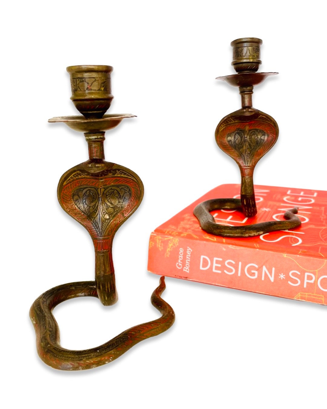 Vintage Small Brass Cobra Candle Holders, Pair of Snake Candle Sticks,  Bohemian Brass Candleholders, Indian Brass Snake, Cobra Snake Decor -   Canada