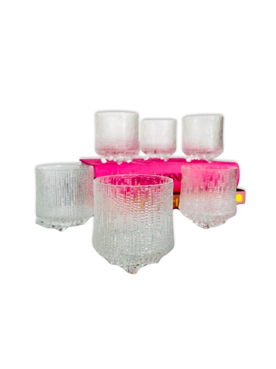 Set of 6 Vintage iittala Ultima Thule Footed on the Rocks Bar Glasses