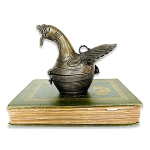 Vintage Hand Cast Brass Dhokra Peacock Hinged Betel Box