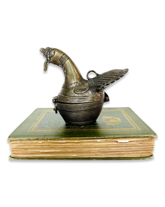 Vintage Hand Cast Brass Dhokra Peacock Hinged Betel Box