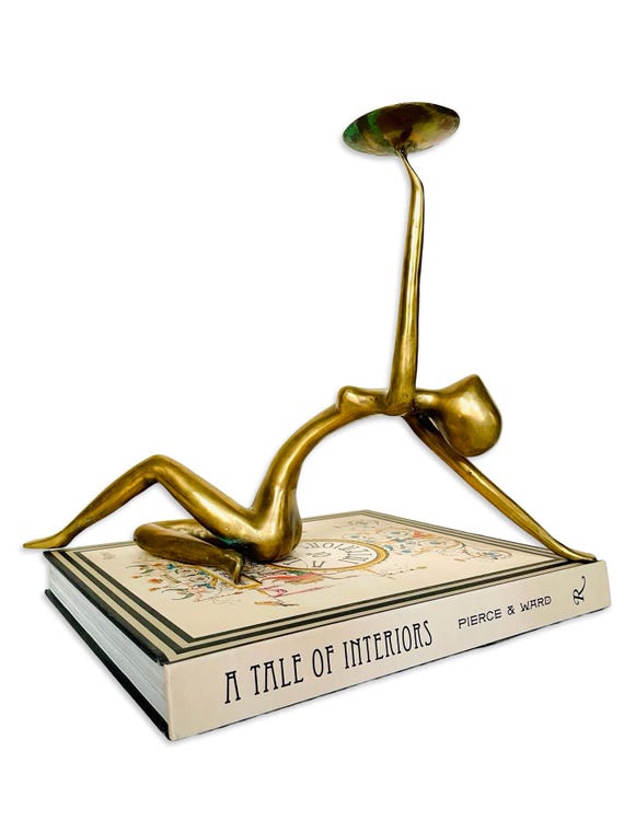 Vintage Brass Female Nude Candle Holder