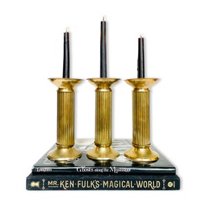 Set of 3 Vintage Classic Doric Column Style Brass Candlestick Holders