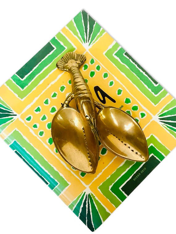 Vintage Brass Lobster Dish | Coastal Brass Serving Dish