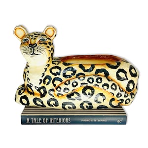 Único Vintage Papel Mache Leopard Planter Cachepot / Bowl