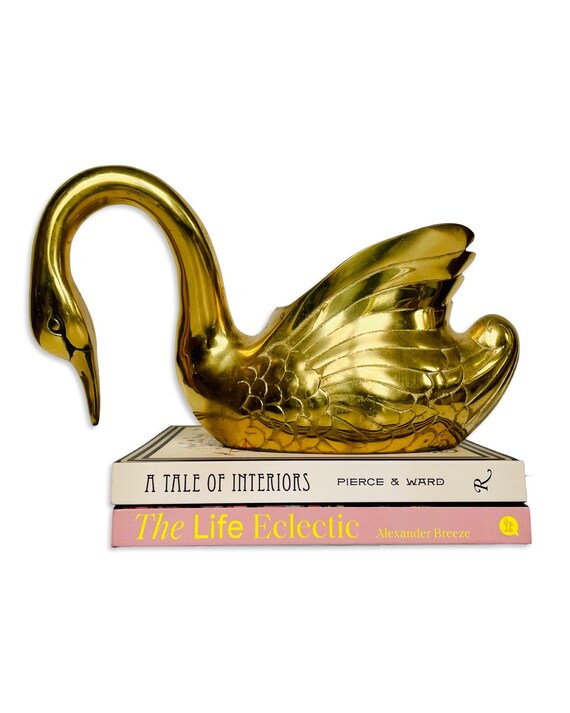 Vintage Mid-Century Brass Swan Planter