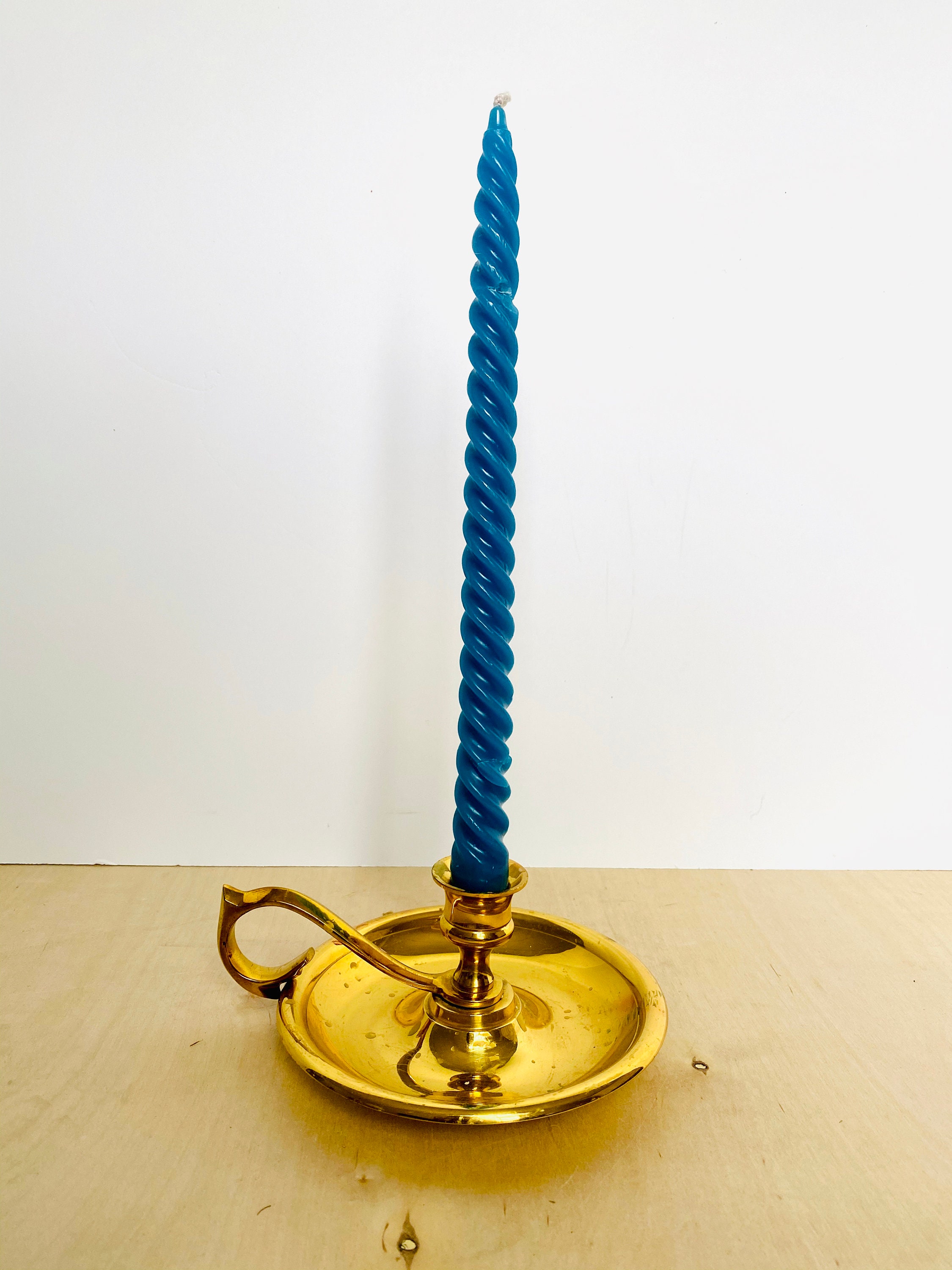 Vintage Round Brass Candle Holder with Handle