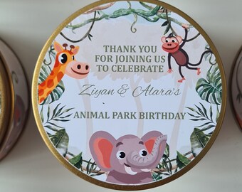 Safari Favour Tins | Favours | Safari | Birthday | Animals | Jungle | Customised