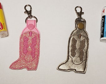 Cowboy Boot Lip Balm Holder: Vinyl Keychain, Party Favor