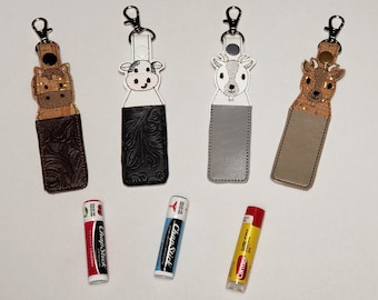 Farm Animal Lip Balm Holder: Vinyl Chapstick Keychain