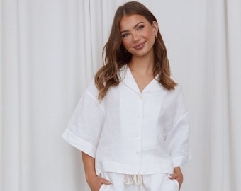 Pajamas Women Linen | Bridesmaid Pajamas | Pajamas Bridesmaid | luxurious natural Linen Pajamas | Linen Pajama Set Women|Linen Two Piece Set