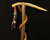 37 Inch Unique Vined Cane with Deer Antler Handle - Free shipping