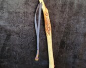 60 Inch Diamond Willow Hiking Staff with Leather Strap and Beaded Tassel -  Ojibwe/Anishinaabe Carved - Free Shipping