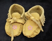 Beaded Leather Baby Moccasins - Hand Stitched - Ojibwe/Anishinaabe Made - Free Shipping