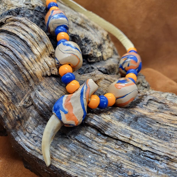 Authentic Badger Claw and Hand Made Bead Necklace - Anishinaabe/ Ojibwe Made - Free Shipping