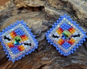 Shimmering Squares  Beaded Earrings - Anishinaabe/Ojibwe Made - Free Shipping