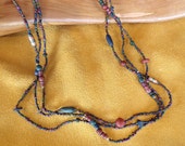 Hand Beaded Triple Strand Long Necklace - Indigenous Made