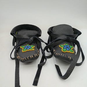 Hand Sewn and Beaded Leather Adult Moccasins - Ojibwe/Anishinaabe Made - Free Shipping
