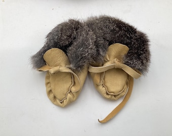 Hand Sewn and Beaded Buffalo Leather Adult Moccasins - Ojibwe ...