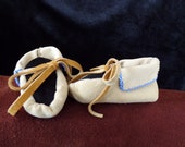 Leather Baby Moccasins; Hand Sewn and Beaded - Ojibwe/Anishinaabe Made