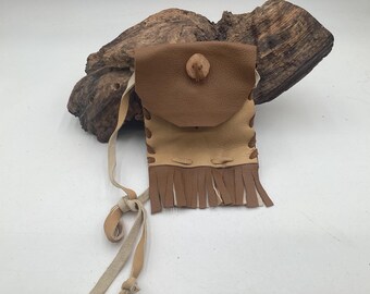 Hand Made Leather Bag - Authentic Anishinaabe/Ojibwe Made - Free Shipping