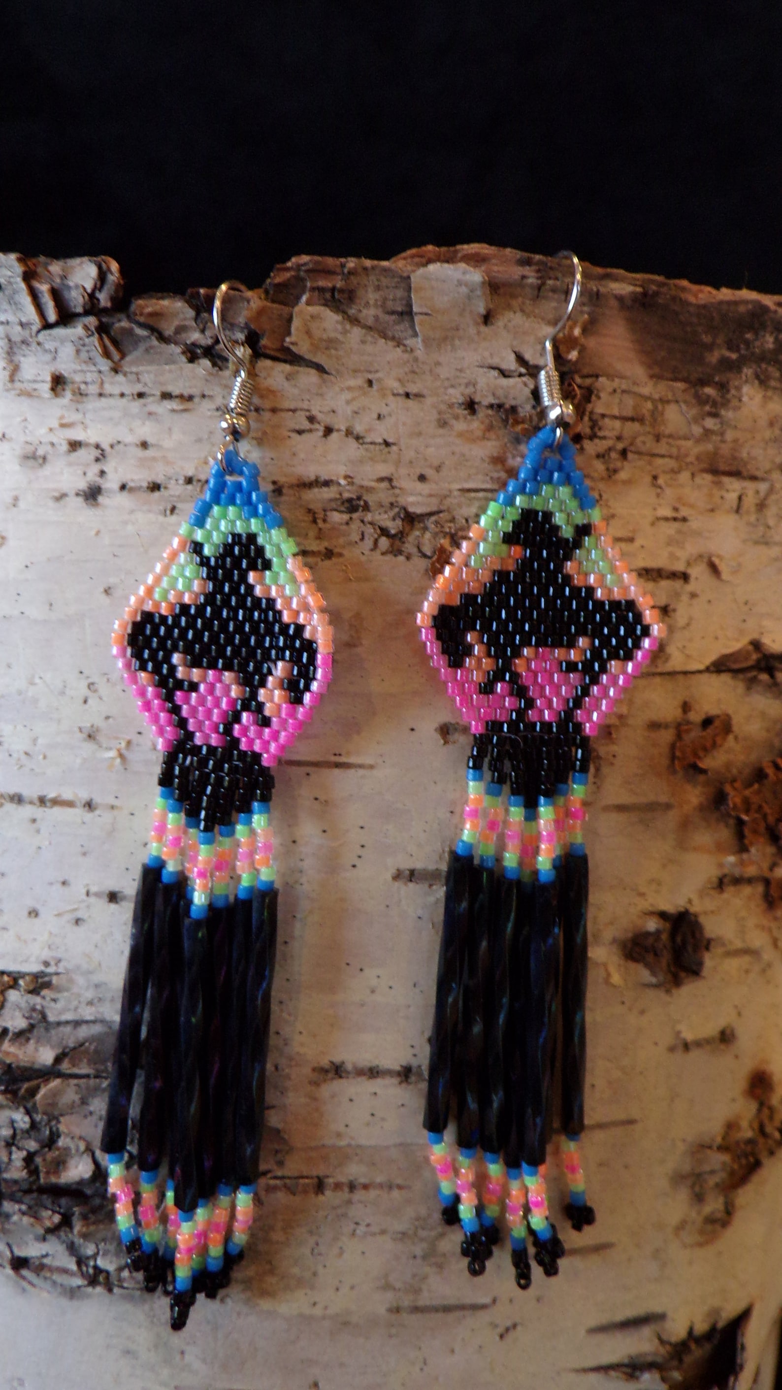 Hand Beaded Earrings Authentic Ojibwe Anishinaabe Beadwork Etsy