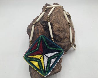 Medicine Star Hand Beaded Necklace: Anishinaabe Artisan Jewelry