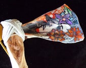 Ornamental Painted Bone Tomahawk  - Ojibwe/Anishinaabe Made - Free Shipping