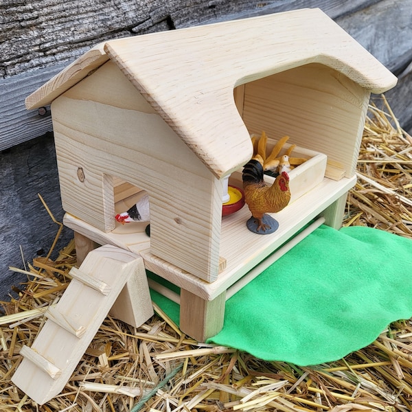 Wooden Toy Chicken Coop - Handmade - Free Shipping