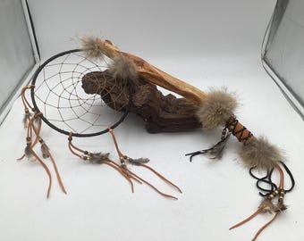 Anishinaabe Dreamcatcher & Diamond Willow Dance Stick - Anishinaabe/Ojibwe made - Free Shipping
