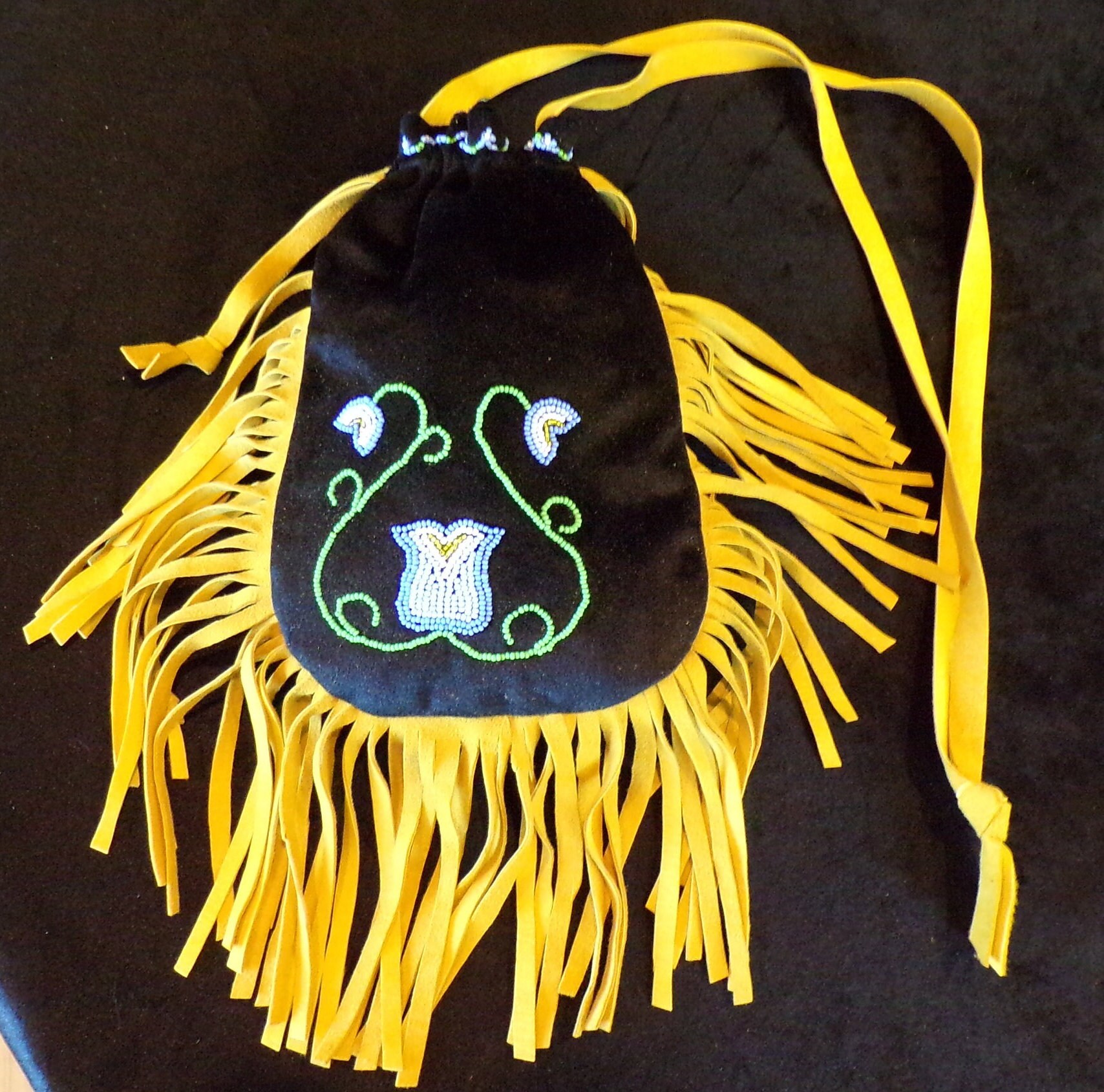 Hand Beaded Velvet and Leather Bag Anishinaabe/ojibwa Made Etsy