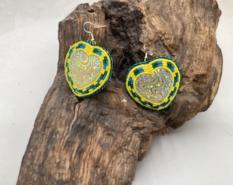 Shimmering Hearts Beaded Earrings - Indigenous Made