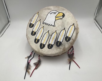 Hand Crafted/Painted Leather Hand Drum – Anishinaabe/Ojibwe Made